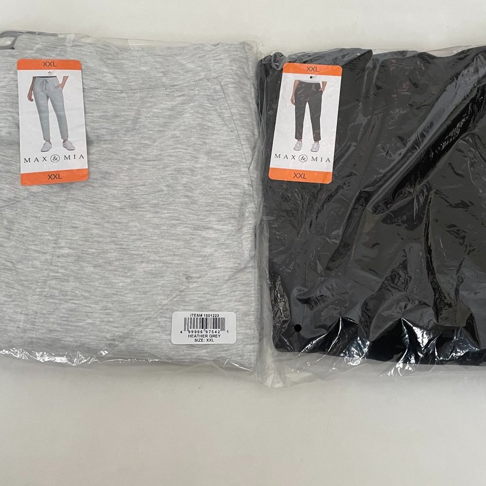 TWO Max & Mia Ladies' Live In Pull On Pant, Color : Black- Gray, Size : XX-Large
